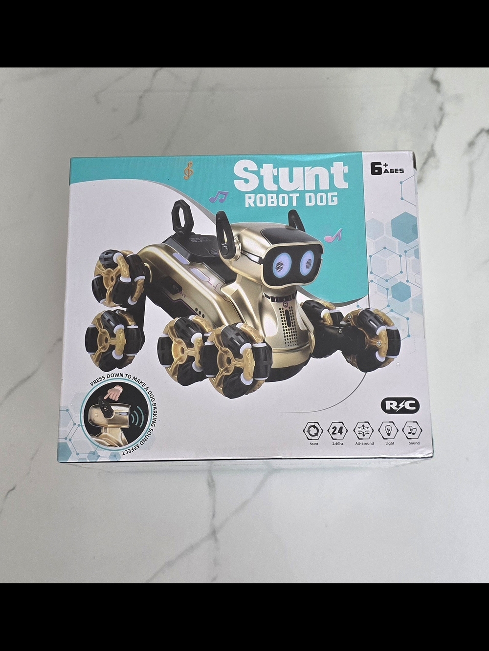 Gold and Black Stunt Robot Dog RC Toy